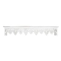 30" White Hand-Carved Floating Wall Shelf