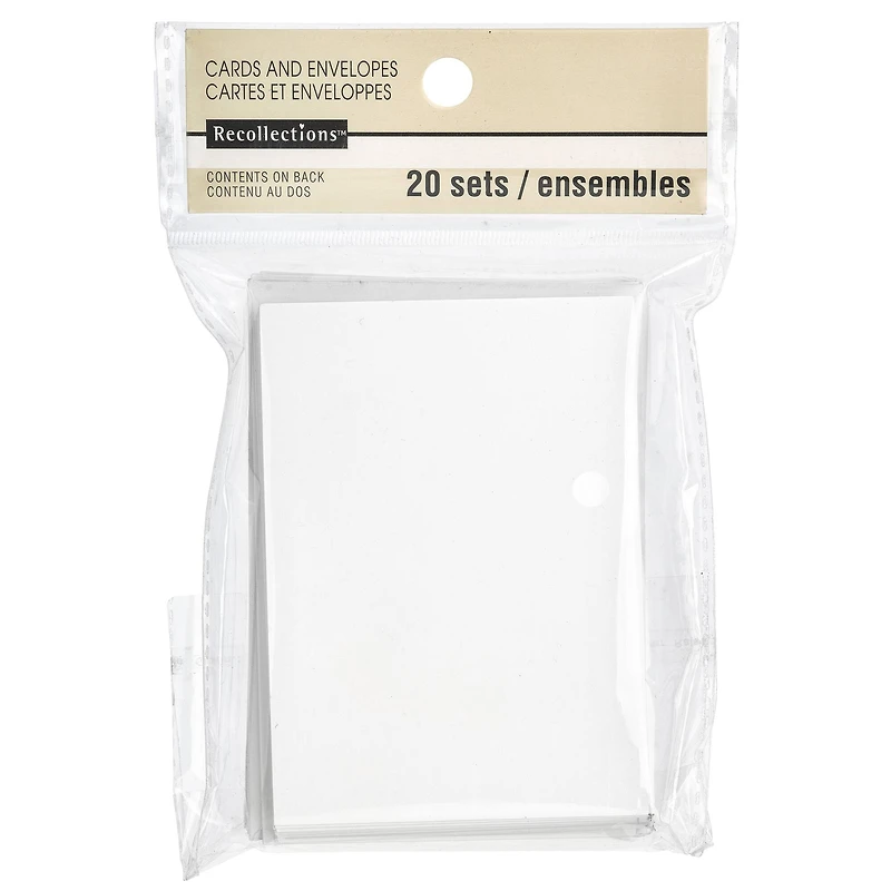 12 Packs: 20 ct. (240 total) White Cards & Envelopes by Recollections™, 2.5" x 3.5"