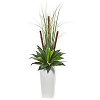 4.5ft. Giant Agave Succulent Artificial Plant in White Planter