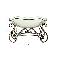 Brass Glass and Metal Traditional Serving Bowl, 14" x 21" x 16"