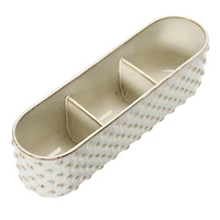 Hello Honey® 15" White Stoneware 3 Section Window Planter