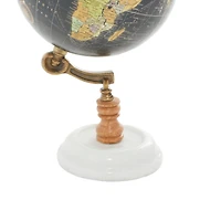 11" Black Marble & Metal Contemporary Globe