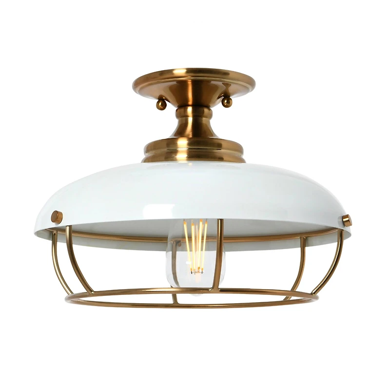 Hello Honey® 13" Wide Caged Dome Metal Semi-Flush Mount Ceiling Light