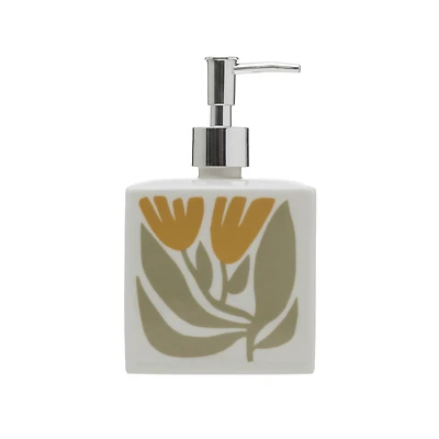 Hello Honey® Multicolor Floral Hand Stamped Stoneware Soap Dispenser