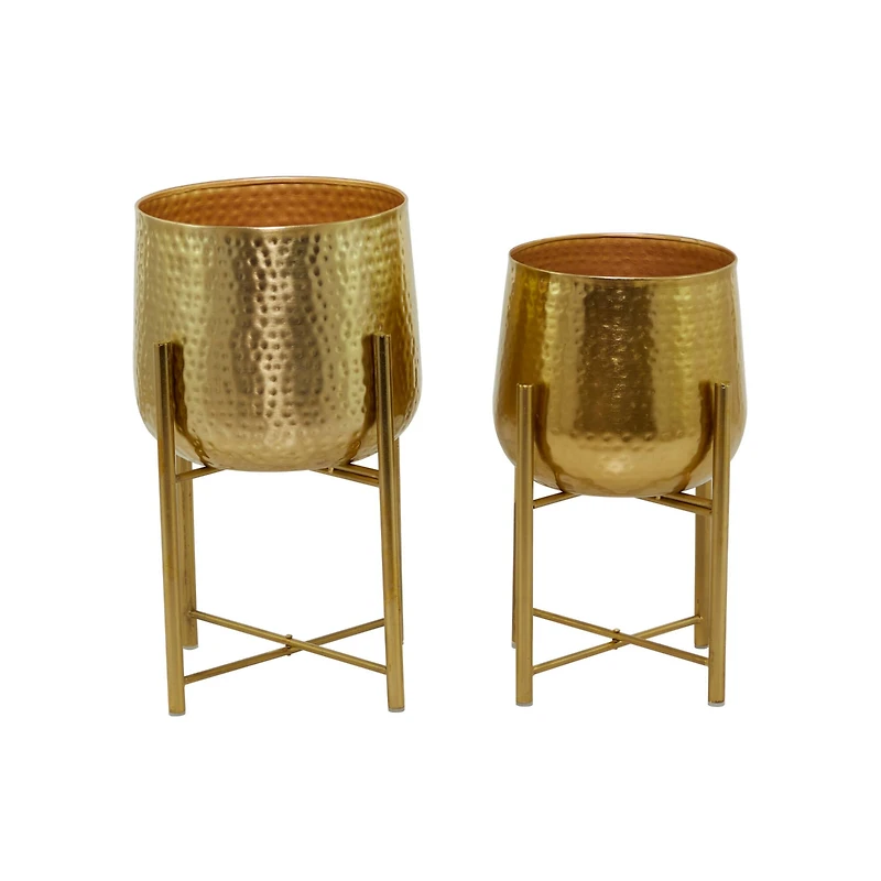 Gold Modern Planter, Set of 2" 17", 19"
