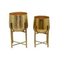 Gold Modern Planter, Set of 2" 17", 19"