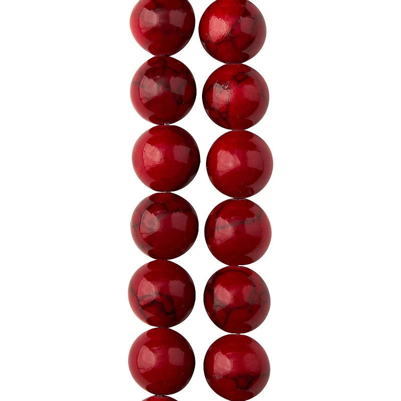 12 Pack: Red Dyed Quartzite Round Beads, 10mm by Bead Landing™