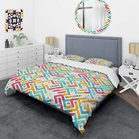 Designart 'Abstract Retro Geometry I' Mid-Century Duvet Cover Set