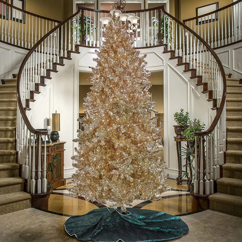 9ft. Pre-Lit Platinum Metallic Artificial Christmas Tree, White LED Lights