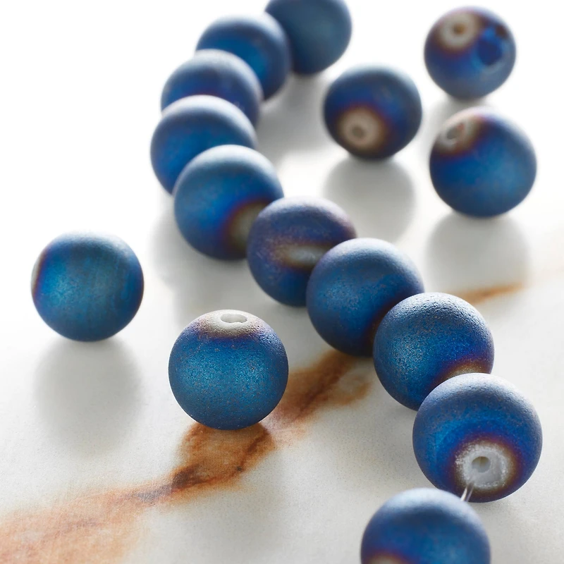 Blue Druzy Agate Stone Beads, 10mm by Bead Landing™