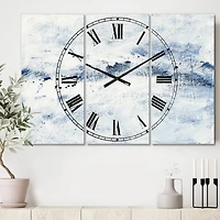 Designart Blue Wipe Out 3 Panel Farmhouse Wall Clock