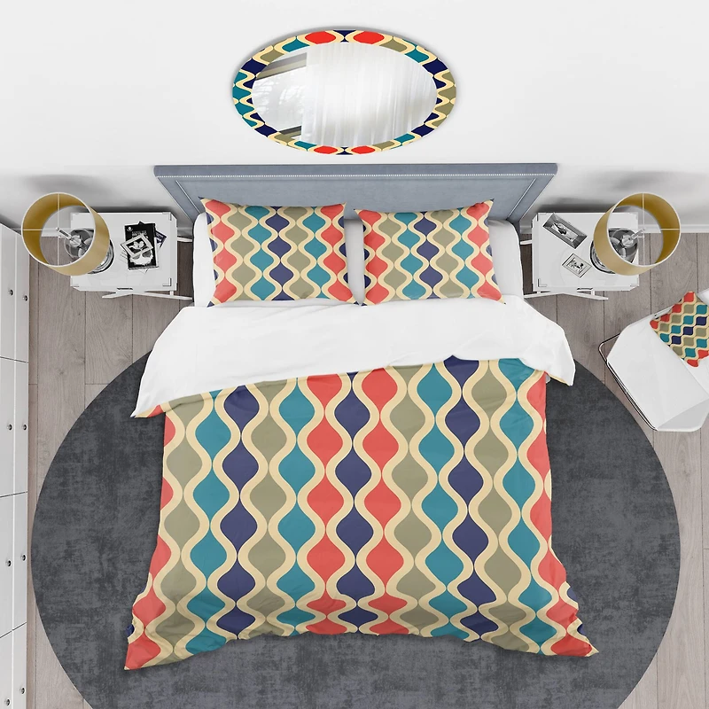 Designart 'Retro Ornamental Design VI' Mid-Century Duvet Cover Set