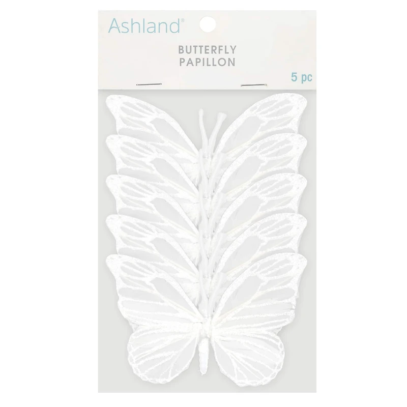 8 Packs: 5ct. (40 total) 4" White Feather Butterflies by Ashland®