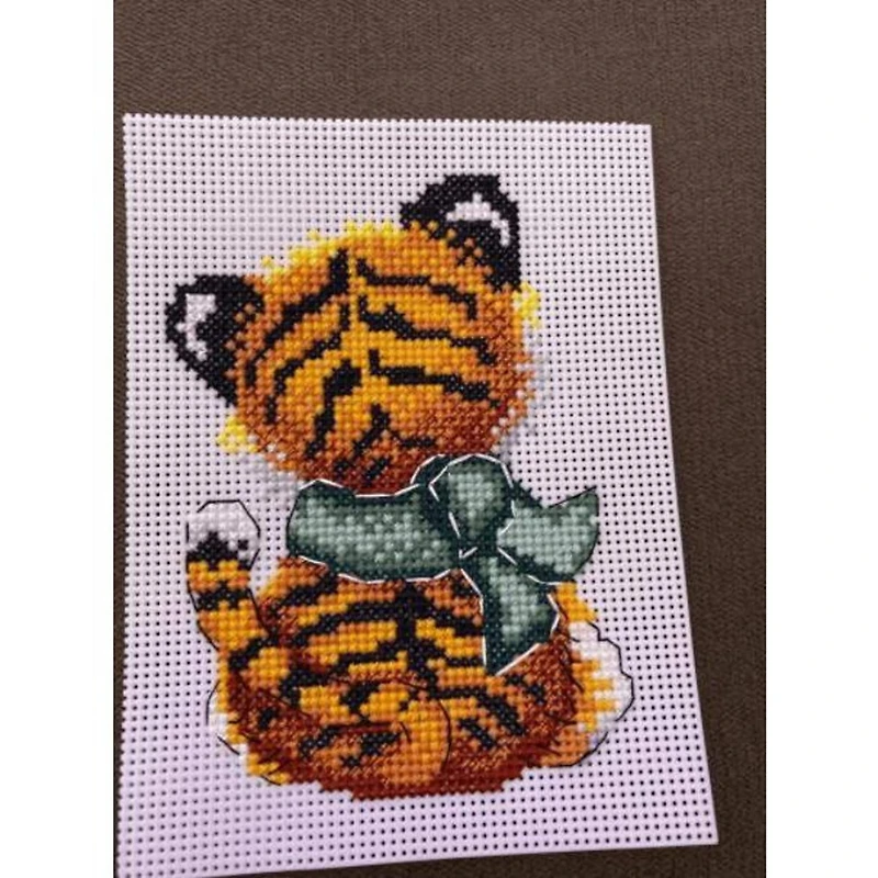 MP Studia Baby Tiger Christmas Tree Ornament Plastic Canvas Counted Cross Stitch Kit