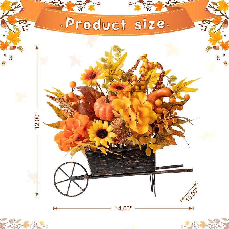 Glitzhome® 14" Fall Floral Cart Centerpiece