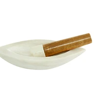 The Novogratz White Marble Natural Mortar & Pestle Set