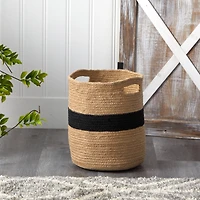 13.5" Brown & Black Handmade Natural Cotton Basket Planter