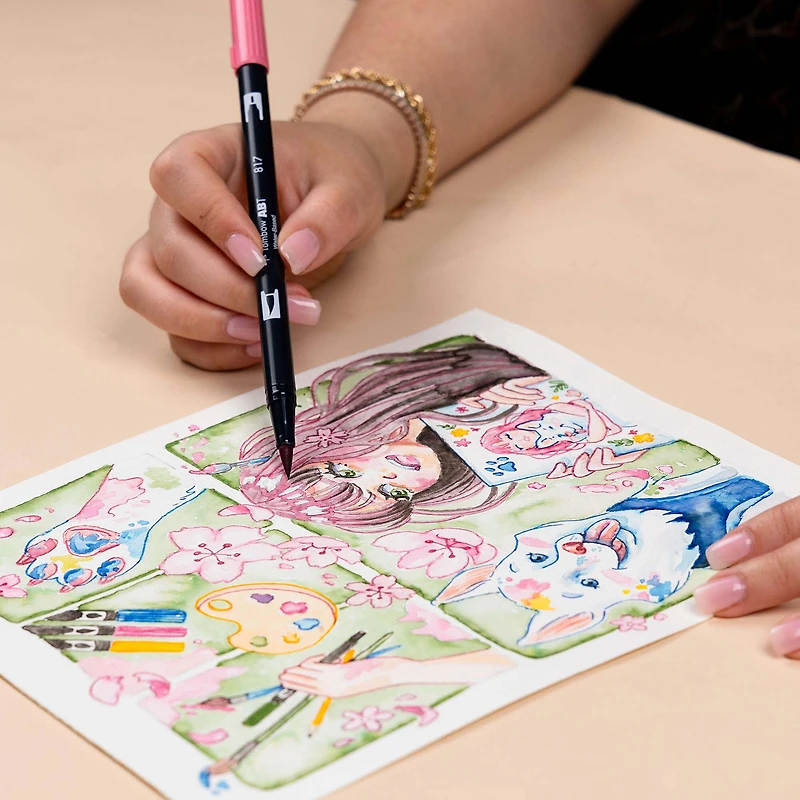 Tombow Flowers Manga Illustration Dual Brush Pen Art Set