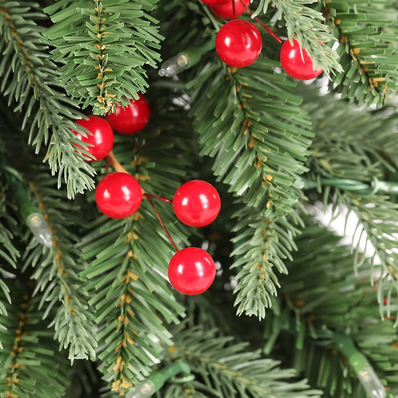 Glitzhome® 6ft Pre-lit Green Artificial Christmas Porch Tree, Warm White Lights