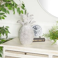 Silver Polystone Glam Pineapple Sculpture, 12" x 6" x 6"