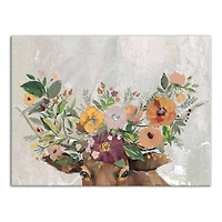Steer with Flowers 40" x 30" Canvas Wall Art