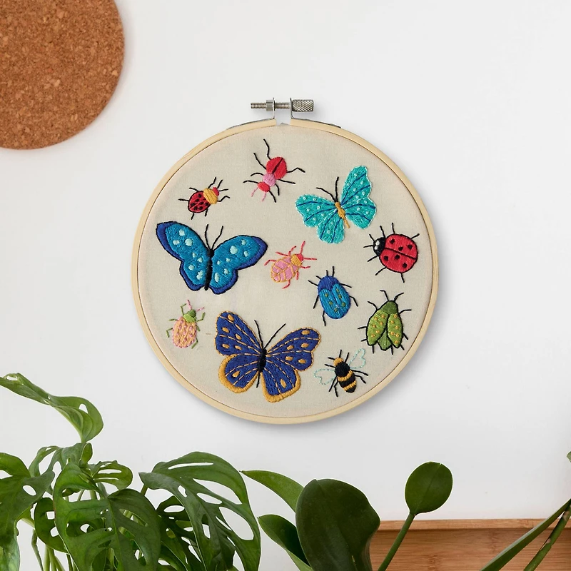 6" Bugs & Butterflies Stamped Design Embroidery Kit with Hoop by Loops & Threads®