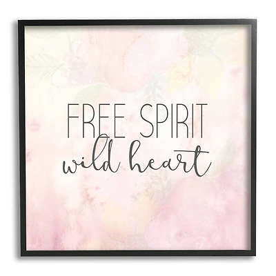 Stupell Industries Free Spirit Wild Heart Inspirational Pastel Watercolor Framed Giclee Art