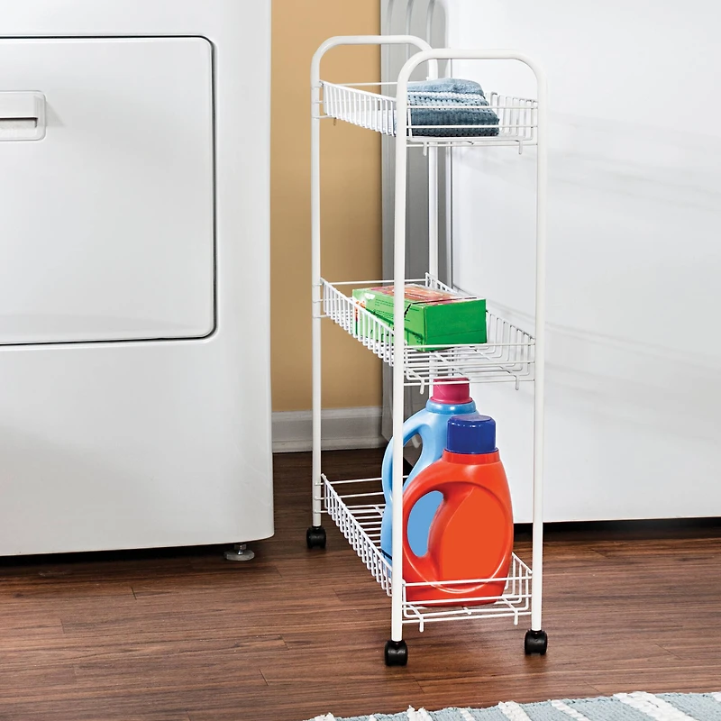 Honey Can Do White 3-Tier Laundry Cart