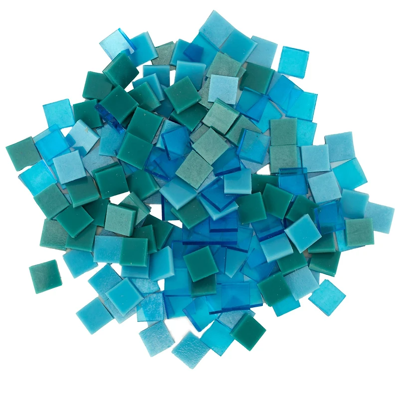 Oceanside Compatible™ Small Aqua Mosaic Stained Glass Squares, 8oz.