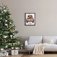 Stupell Industries Joy Holiday Red Gift Truck Framed Floater Canvas Wall Art