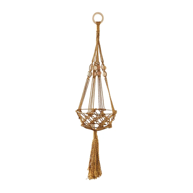 29" Brown Fabric Handmade Hanging Macrame Wall Planter