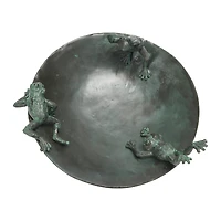 Hello Honey® Resin Bird Bath With Frogs & Verdigris Finish