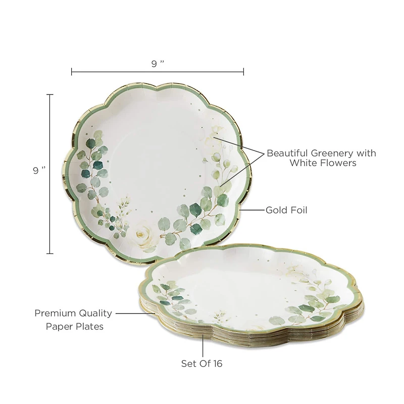 Kate Aspen® 9" Botanical Garden Premium Paper Plates, 32ct.