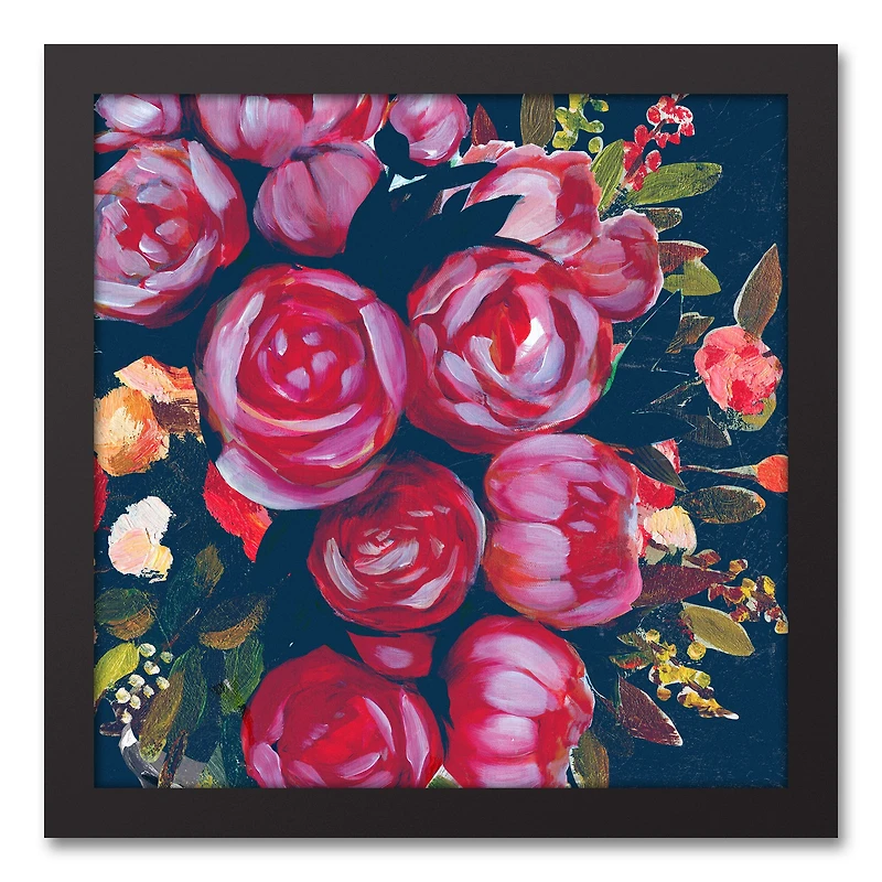 Funky Bold Flowers 12" x 12" Black Framed Canvas
