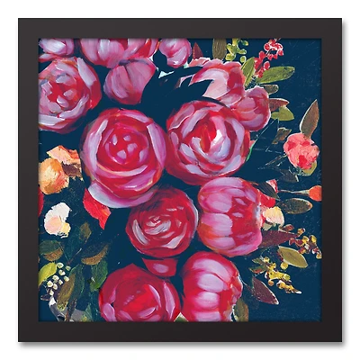 Funky Bold Flowers 12" x 12" Black Framed Canvas