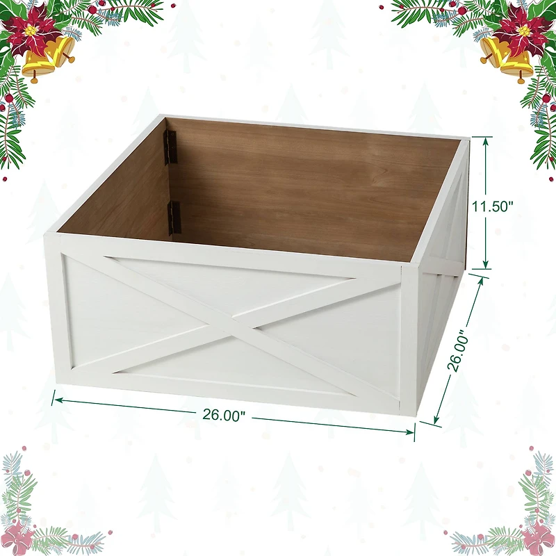 Glitzhome® Washed White Wood Tree Collar