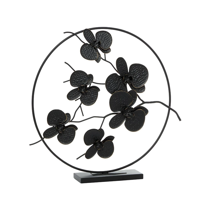 23" Black Metal Contemporary Leaves Sculpture