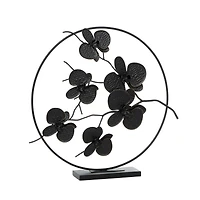 23" Black Metal Contemporary Leaves Sculpture
