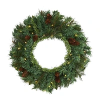 20" LED Mixed Pine & Pinecone Artificial Christmas Wreath