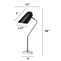 Lalia Home 24" Asymmetrical Marble and Metal Desk Lamp with Black Shade