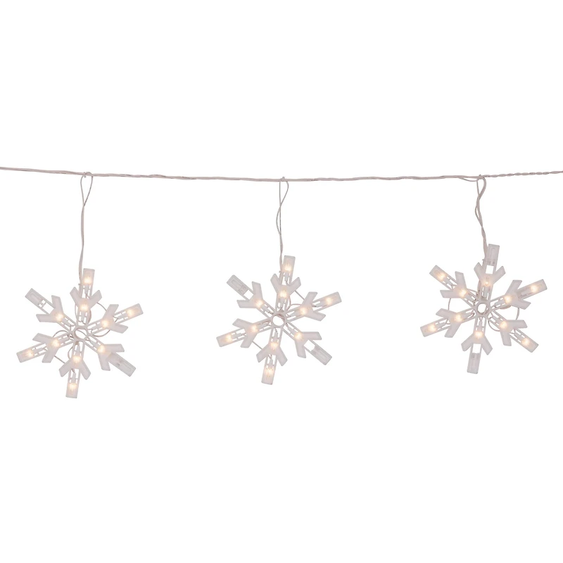 100 Clear Twinkling Snowflake Icicle Christmas Lights - 8.6 ft White Wire