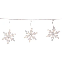 100 Clear Twinkling Snowflake Icicle Christmas Lights - 8.6 ft White Wire
