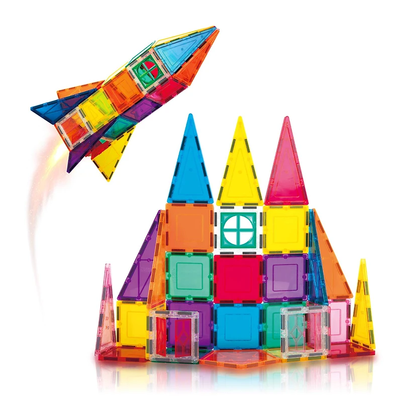 PicassoTiles® 36 Piece Rocket Magnetic Tile Set