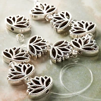 12 Pack: Silver Metal Lotus Beads, 16mm by Bead Landing™