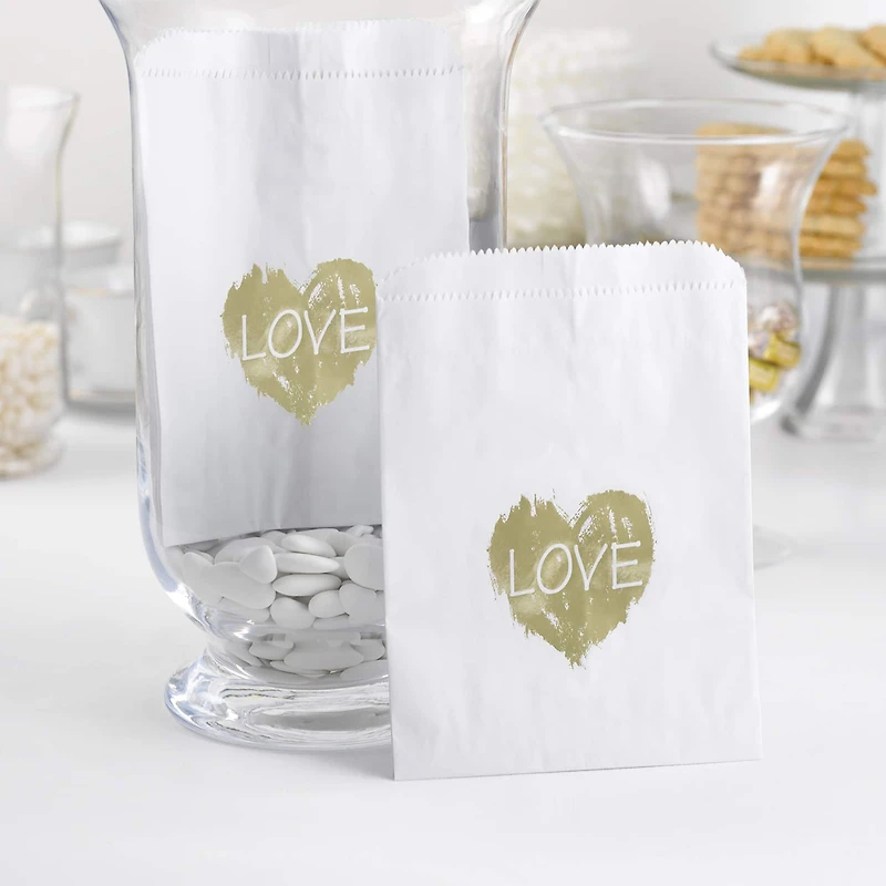 Hortense B. Hewitt Co. Brush of Love Treat Bags, White 