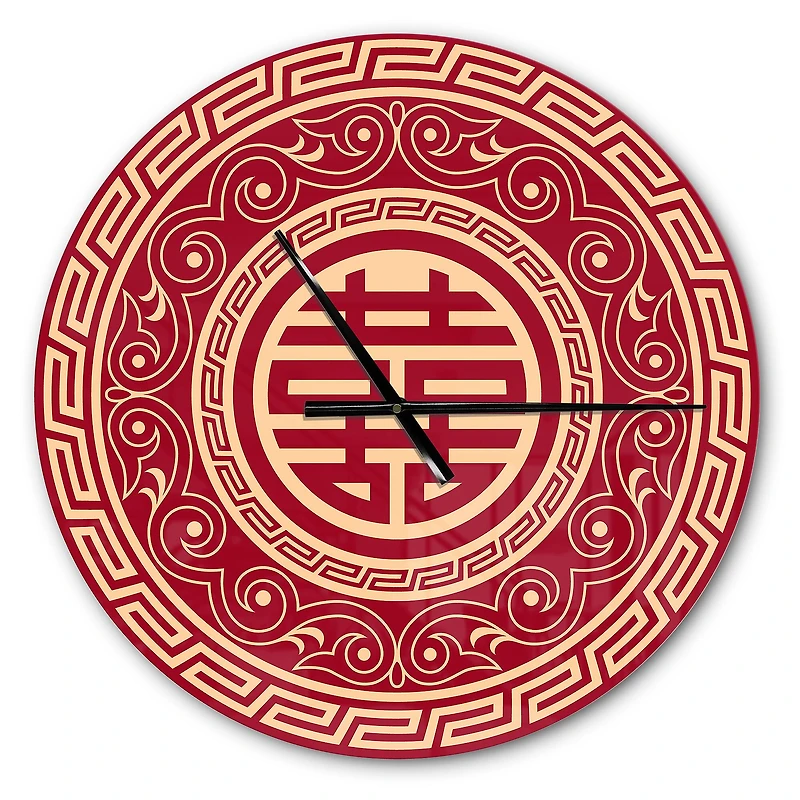 Designart 'Double Happiness Asian Decoration Modern Wall Clock