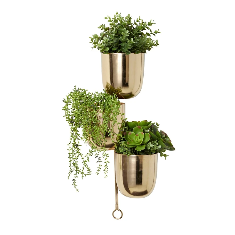 The Novogratz 25" Gold Metal Contemporary Wall Planter