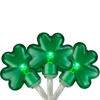 20ct. Green LED Mini St Patrick's Day Shamrock Lights