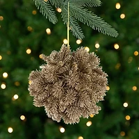Glitter Pine Christmas Ball Ornament - 6" - Gold