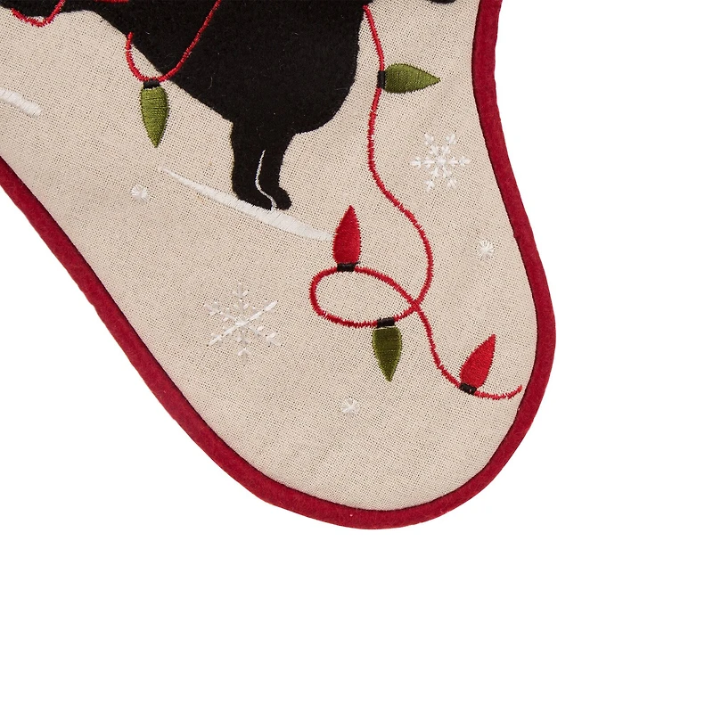 Glitzhome® 21" Dachshund Fabric Christmas Stocking